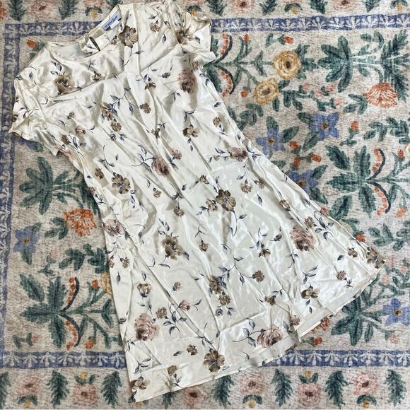 Vintage Floral Mini Dress - Cream and Brown - Picture 1 of 7
